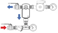 Узел регулирования воздухонагревателя приточной установки (обвязка водяного калорифера) с Термоманометрами WH1